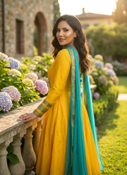 Chanderi Cotton Anarkali Suit with Jacquard Zari Border & Lace Dupatta 2