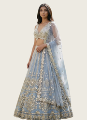 Net Lehenga Choli with Foil Paper & Zari Embroidery + Banglori Satin Blouse & Dupatta 1