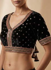 Heavy Velvet Bridal Blouse with Glitter Sequence Work 4