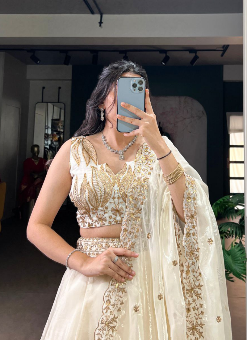 Chanda Silk Sequins Embroidered Lehenga Set