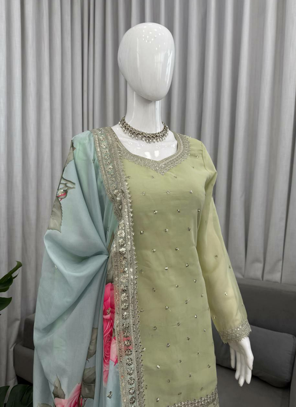 Georgette Sharara Set with Silk Dupatta Glow