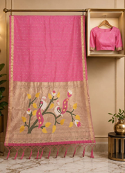Cotton Paithani Saree – Zari Buttis & Pallu with Blouse 9