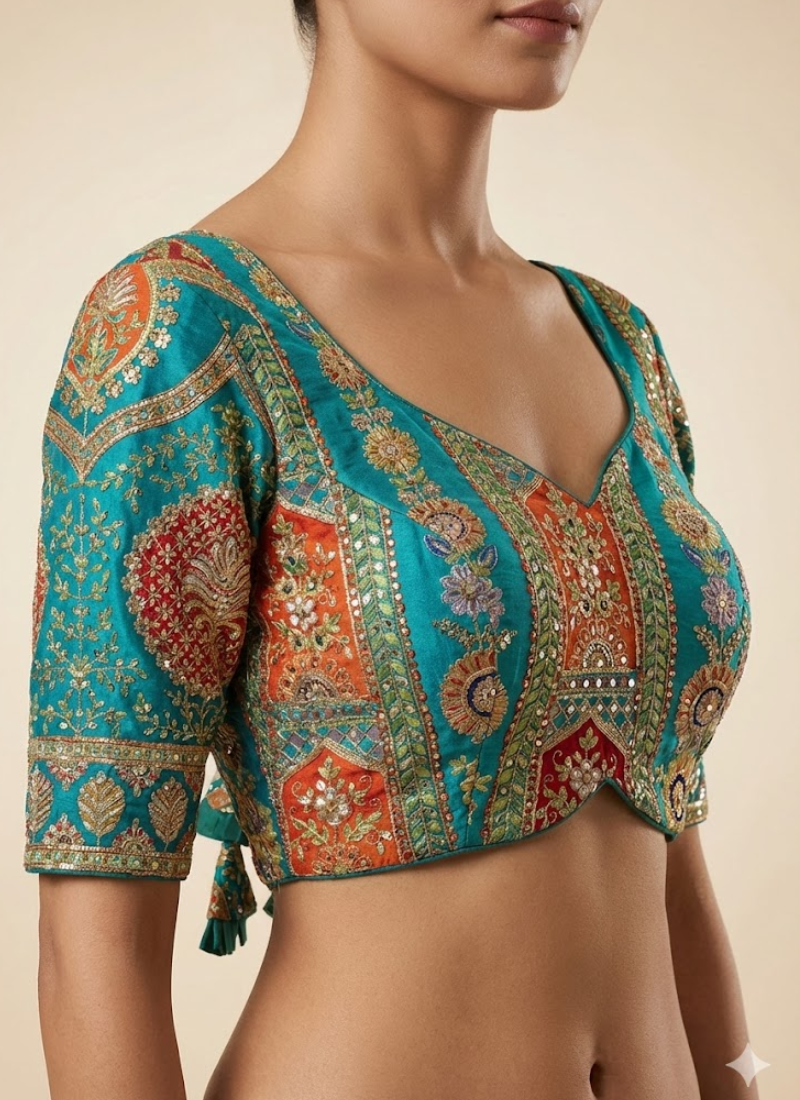 Partywear Women’s Blouse with Premium Padding & Back‑Open Design