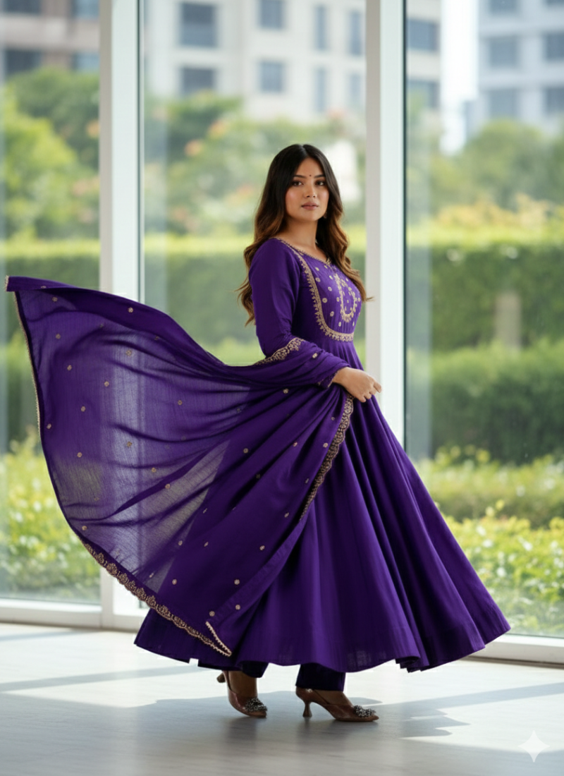 Royal Chanderi Silk Anarkali with Dupatta