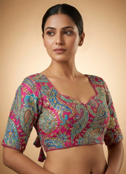 Crape Silk Women’s Blouse with Heavy Position Work & Back‑Open Design 1