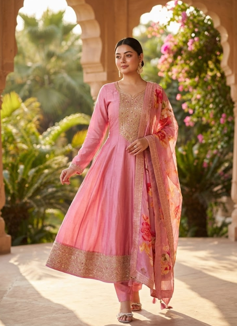 Elegant 50” Anarkali Suit with Classic Silhouette