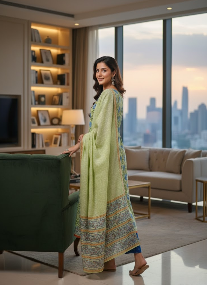 Cotton Block Printed Salwar Suit – Lemon & Blue