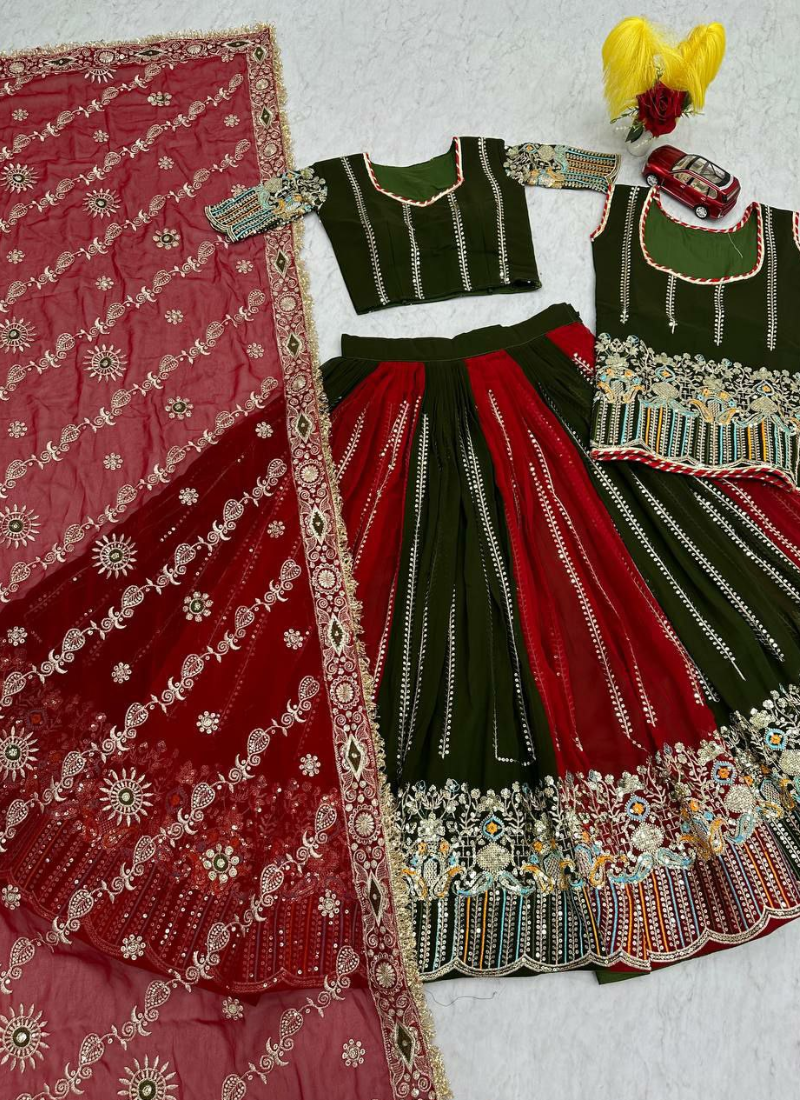Fox Georgette Bridal Lehenga Choli with Heavy Embroidery + Dupatta