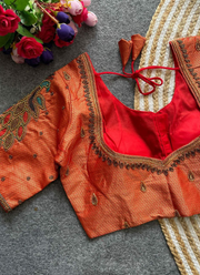 Banarasi Jacquard Silk Blouse with Heavy Handwork 6
