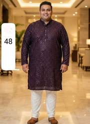 Plus Size Men's Lucknowi Kurta Pyjama Set | Designer Indian Fashion Australia 2