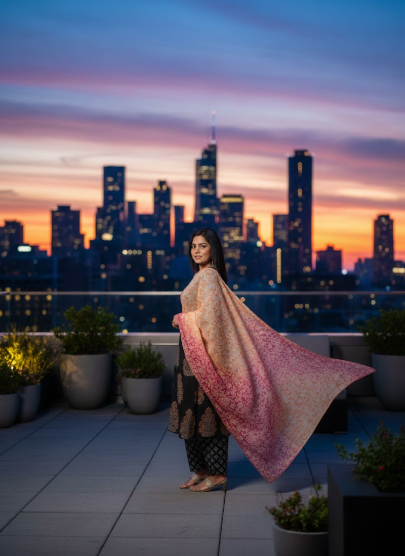 Cotton Block Printed Salwar Suit – Black & Orange