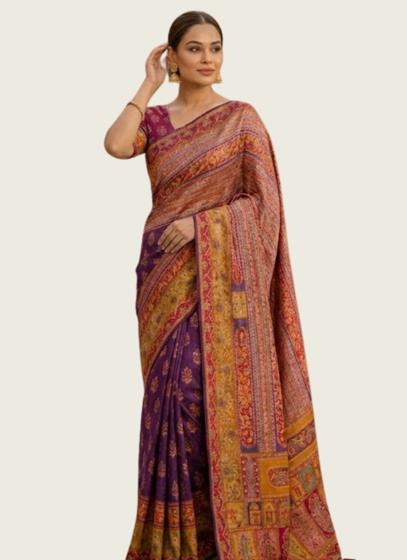 Pure Kani Silk Saree with Silk Mark Certified