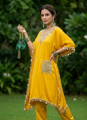 Devsena Satin Kaftan Set with Mirror Work 3