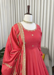 Anarkali Suit in Chinon Silk with Coding & Sequins Embroidery + Dupatta 6