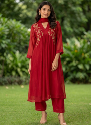 Mul Chanderi Kurta Pant Dupatta Set 11