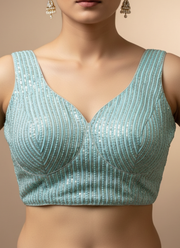 Glam Heavy Embroidery Deep Neck Party Blouse 13