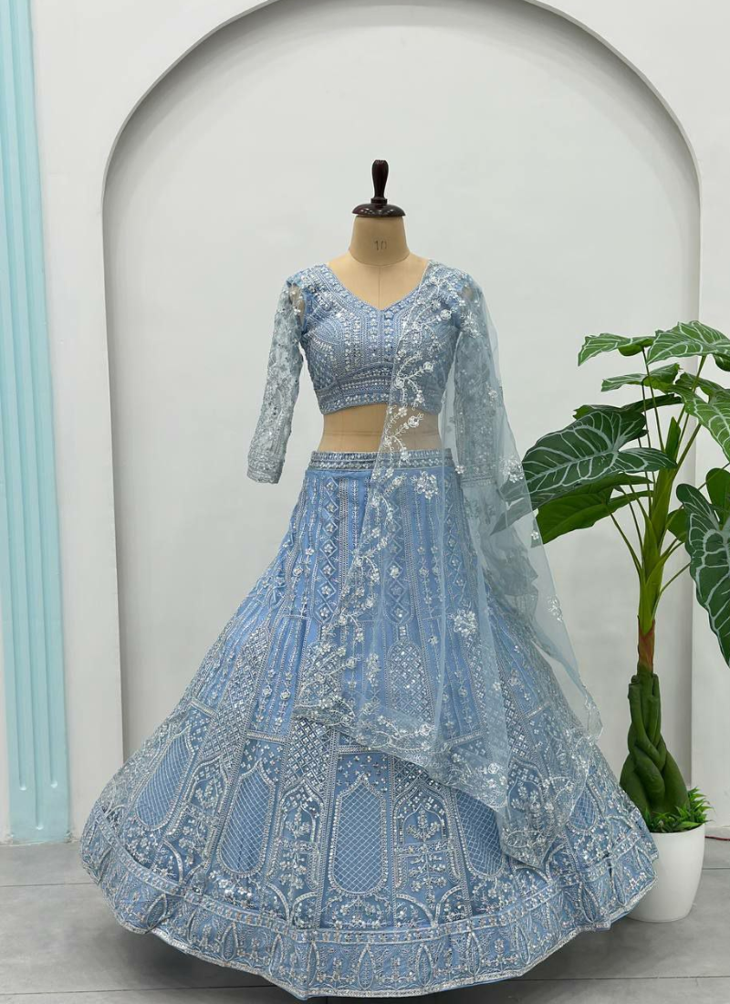 Butterfly Net Bridal Lehenga Choli with Sequins & Codding Embroidery + Dupatta
