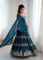 Faux Georgette Lehenga Choli with Embroidered Dupatta 8