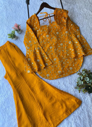 NC Moss Sharara Suit with Sequins Embroidery (Kurti + Palazzo) 7
