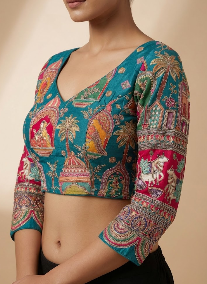 Exclusive Wedding Blouse in Pure Crepe with 3/4 Sleeves