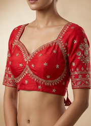 Royal Jodha Bridal Blouse in Vichitra Silk with Jari & Sequins Work 8