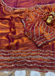 Pure Fandy Satin Silk Saree with Rose Gold Beadwork 8