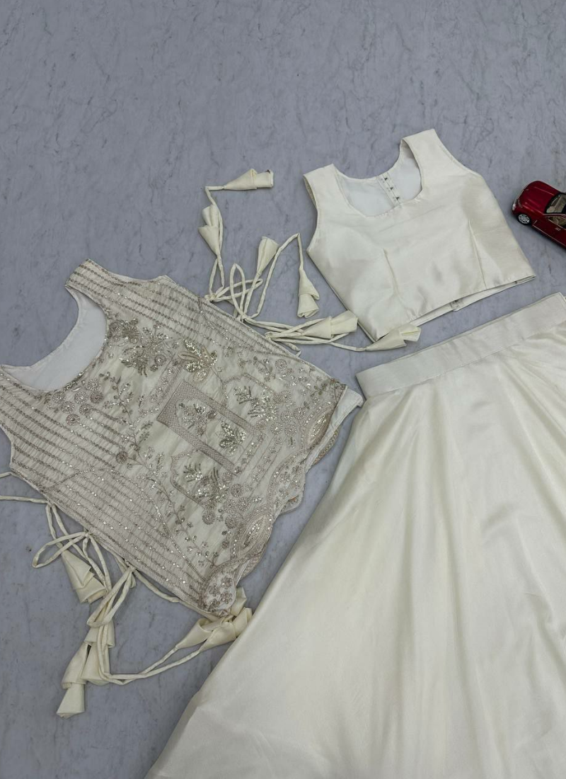 Vichitra Silk Lehenga Choli with Embroidered Shrug