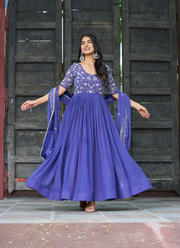 Luxury Faux Blooming Anarkali Dress with Sequins Embroidery 8