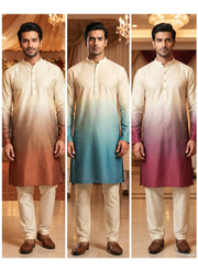 Designer Rayon Printed Kurta with Cotton Pyjama | Indian Men's Fashion Online Australia 8
