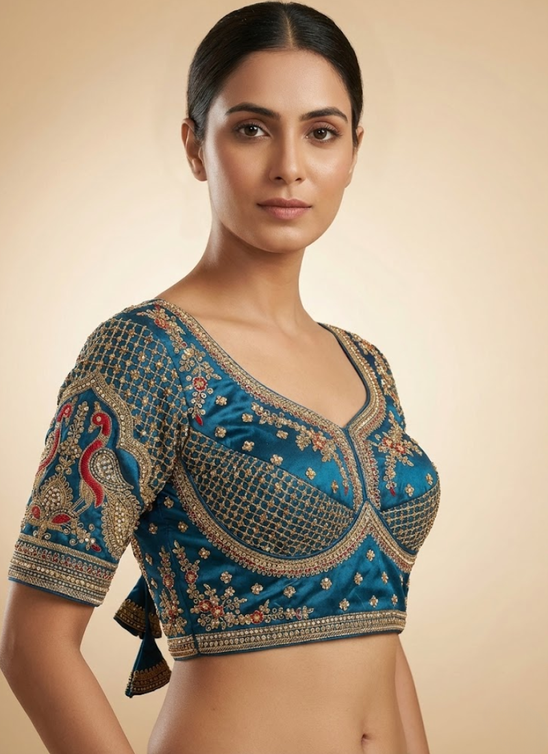 Partywear Women’s Blouse with Premium Padding & Back‑Open Design