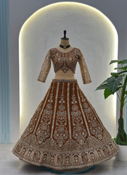 Red Butterfly Net Cocktail Lehenga Choli with Sequins Embroidery + Dupatta 6