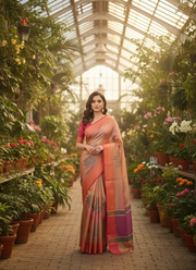 Banarasi Organza Tissue Saree – Rose Gold 8