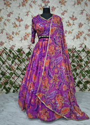 Premium Georgette Floral Lehenga Choli with Sequins & Real Mirror Work + Dupatta 8