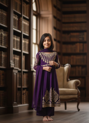 Royal Plum Chiffon Anarkali Dress for Kids – Elegant Festive Wear 6