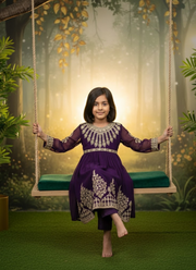 Royal Plum Chiffon Anarkali Dress for Kids – Elegant Festive Wear 4