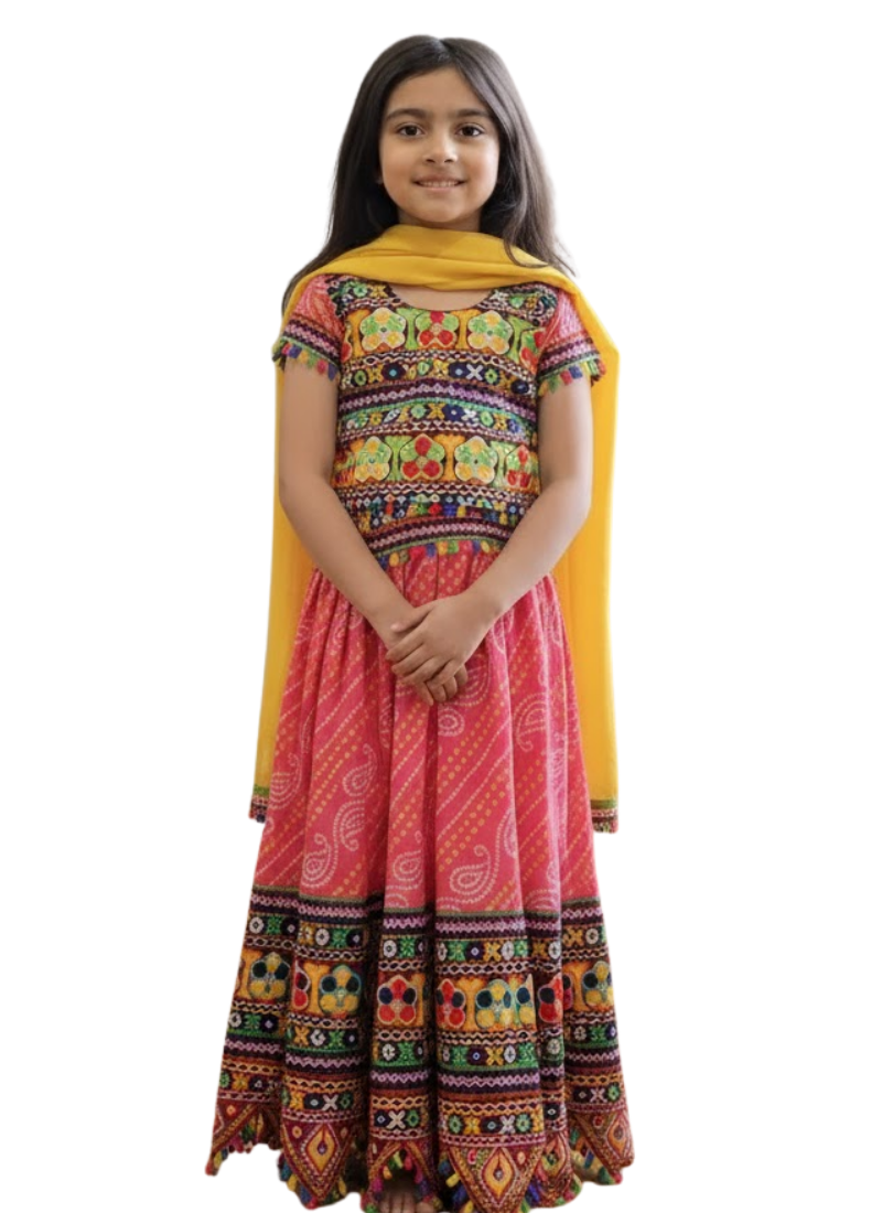 Multicolor Kids Lehenga Choli – Cotton & Linen