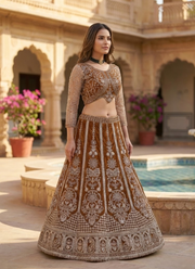 Red Butterfly Net Cocktail Lehenga Choli with Sequins Embroidery + Dupatta 2