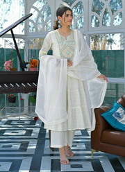 Flex Butti Cotton Anarkali Dress with Embroidery & Kota Dupatta 3