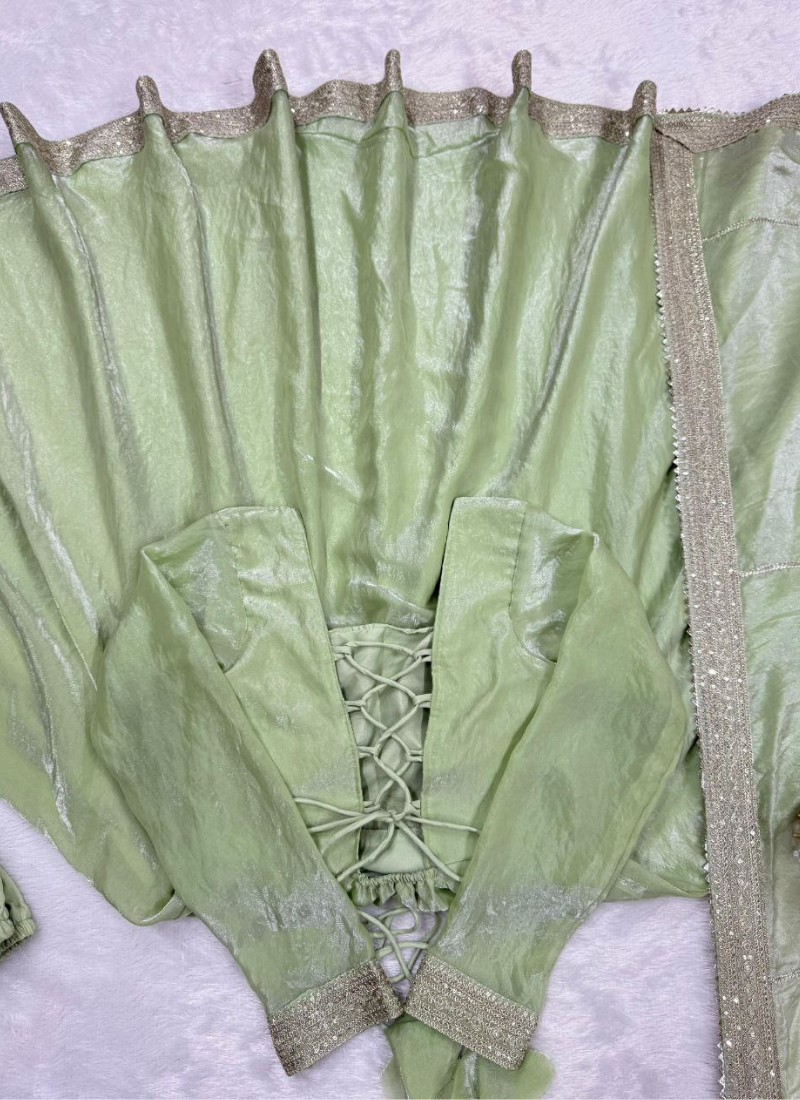 Fendy Silk Gown Set with Sequin &amp; Thread Work