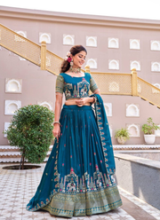 Pure Vichitra Embroidered Lehenga Choli Set 1