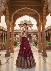 Pure Vichitra Embroidered Lehenga Choli Ensemble 12