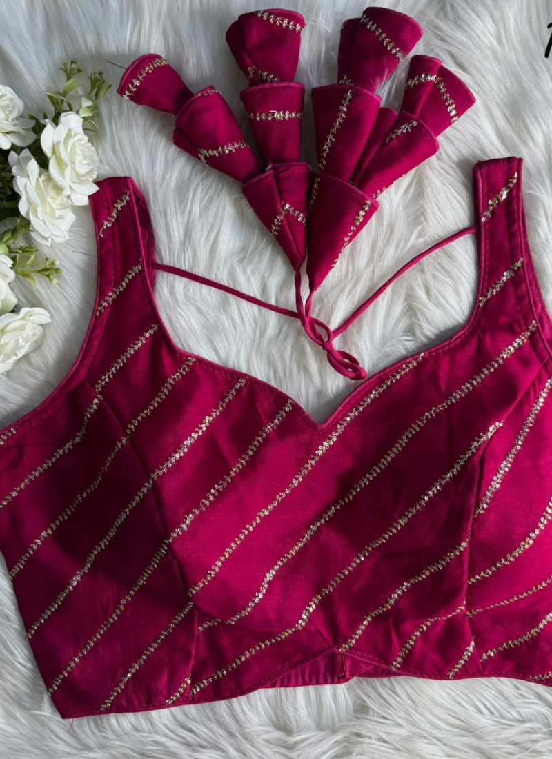 Heavy Vichitra Silk Sleeveless Blouse with Jari Work