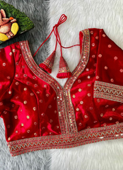 Heavy Velvet Bridal Blouse with Glitter Sequence Work 8