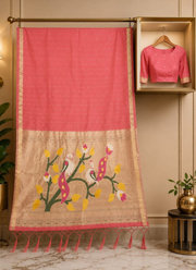 Cotton Paithani Saree – Zari Buttis & Pallu with Blouse 11