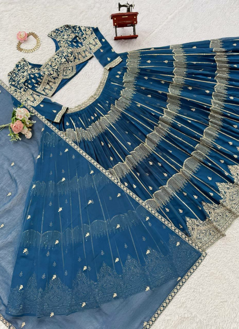 Faux Georgette Lehenga Choli with Embroidered Dupatta
