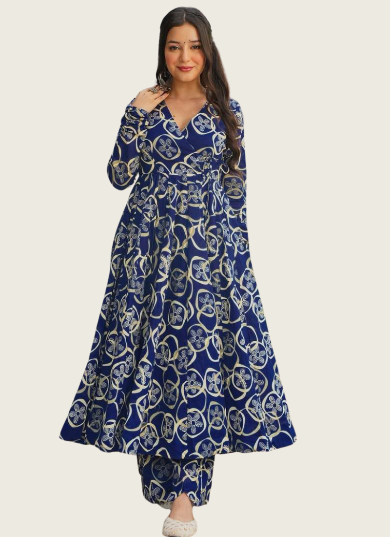 Heavy Rayon Anarkali Dress with Digital Print & Wide Flair (Sizes XS–6XL) Australia