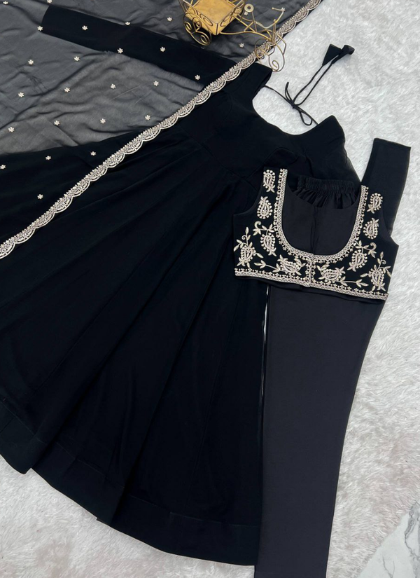 Fox Georgette Anarkali Set with Fancy Dupatta