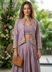 Designer Indo‑Western Jacket Lehenga Set 10