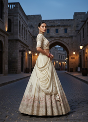 Pure Vichitra Embroidered Lehenga Choli Set 8