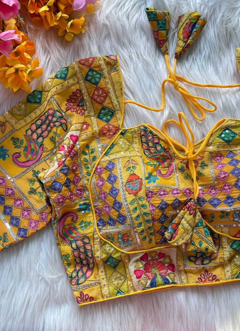 Pure Crepe Blouse with Elbow Sleeves & Back Dori